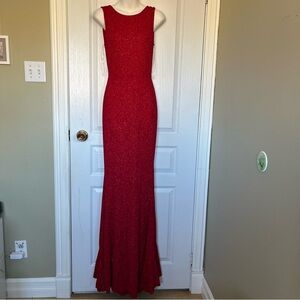 Lovely Day Colori Sparkle Glitter Red Maxi Long Dress M Bow Backless Women Gown